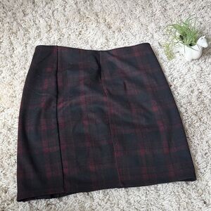 Liverpool sophisticated, British European Black and Red Plaid Pencil Skirt